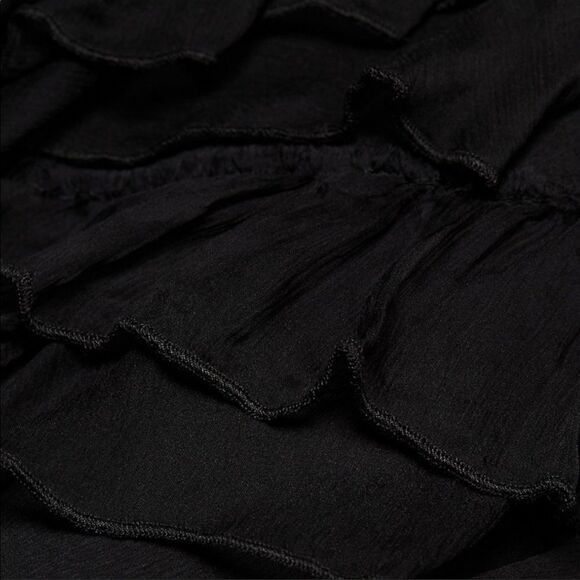 AMUR Harlow Silk One-Shoulder Ruffle & Sheer Maxi Dress Black 2 - Picture 12 of 16